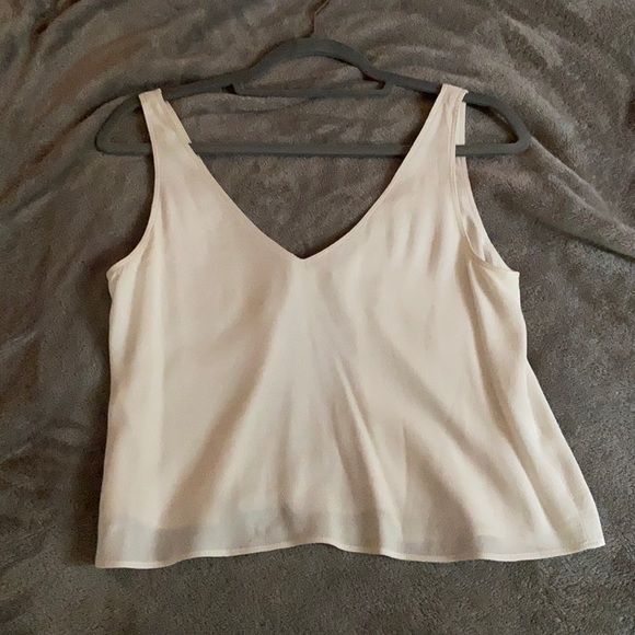 Aritzia Tops - Aritzia Wilfred Cream V-Neck Sleeveless Silky Tank Tie Back